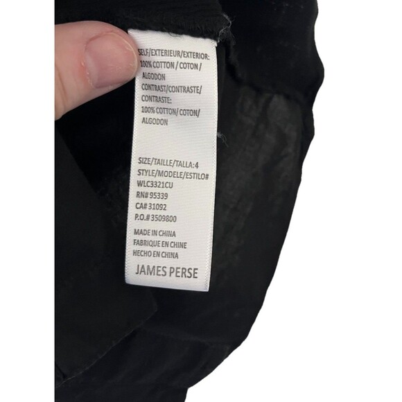 Standard James Perse Top Womens 4 Black Contrast Panel Button Up Roll Tab Sleeve - Picture 10 of 10